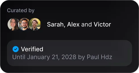 Curated by Sarah, Alex and Victor — verified until January 21, 2028 by Paul Hdz